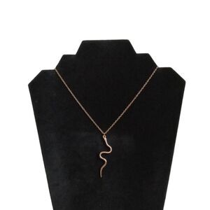 Gold Toned Lightweight Snake Shaped Pendant Dainty Adjustable Fashion Necklace